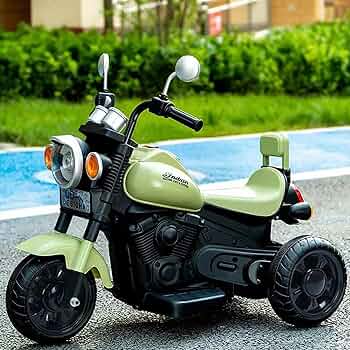 BIODANKORS 6V Kids Mini Harley Battery Operated Ride On 2003 Bike with 3 Wheel & Foot Accelerator (YELLOW)